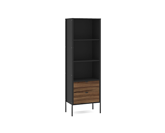 Opus 2 Drawer Bookcase- Walnut & Black