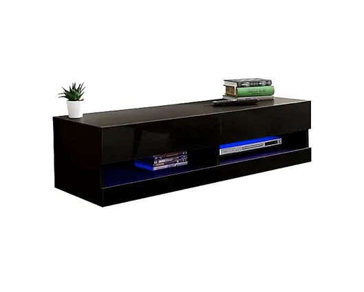 Galicia 120cm wall tv unit with led black