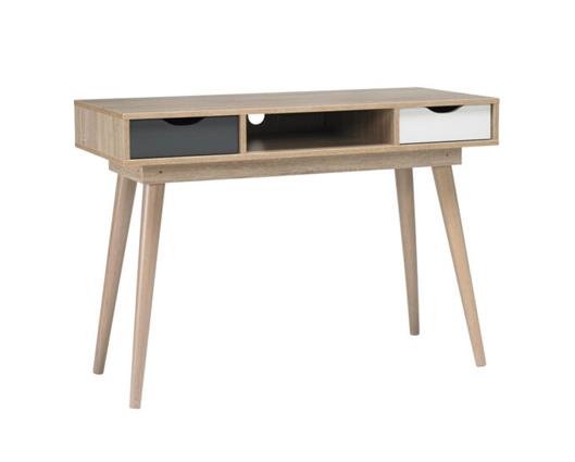 Scandi Desk Oak With Grey And White Drawers