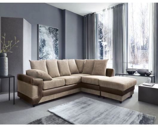 Dino Right Hand Facing Corner Sofa- Brown & Beige