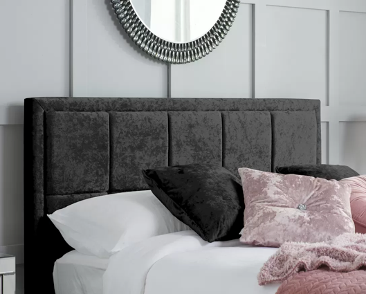 Hannover Double Ottoman Bed - Black Crushed Velvet