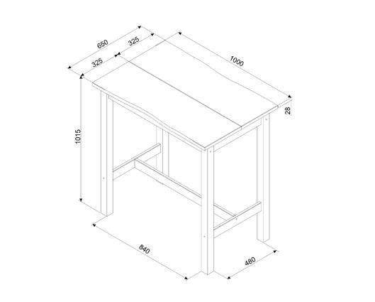 Corona live edge large rectangular high breakfast bar table & pair bar stool SET