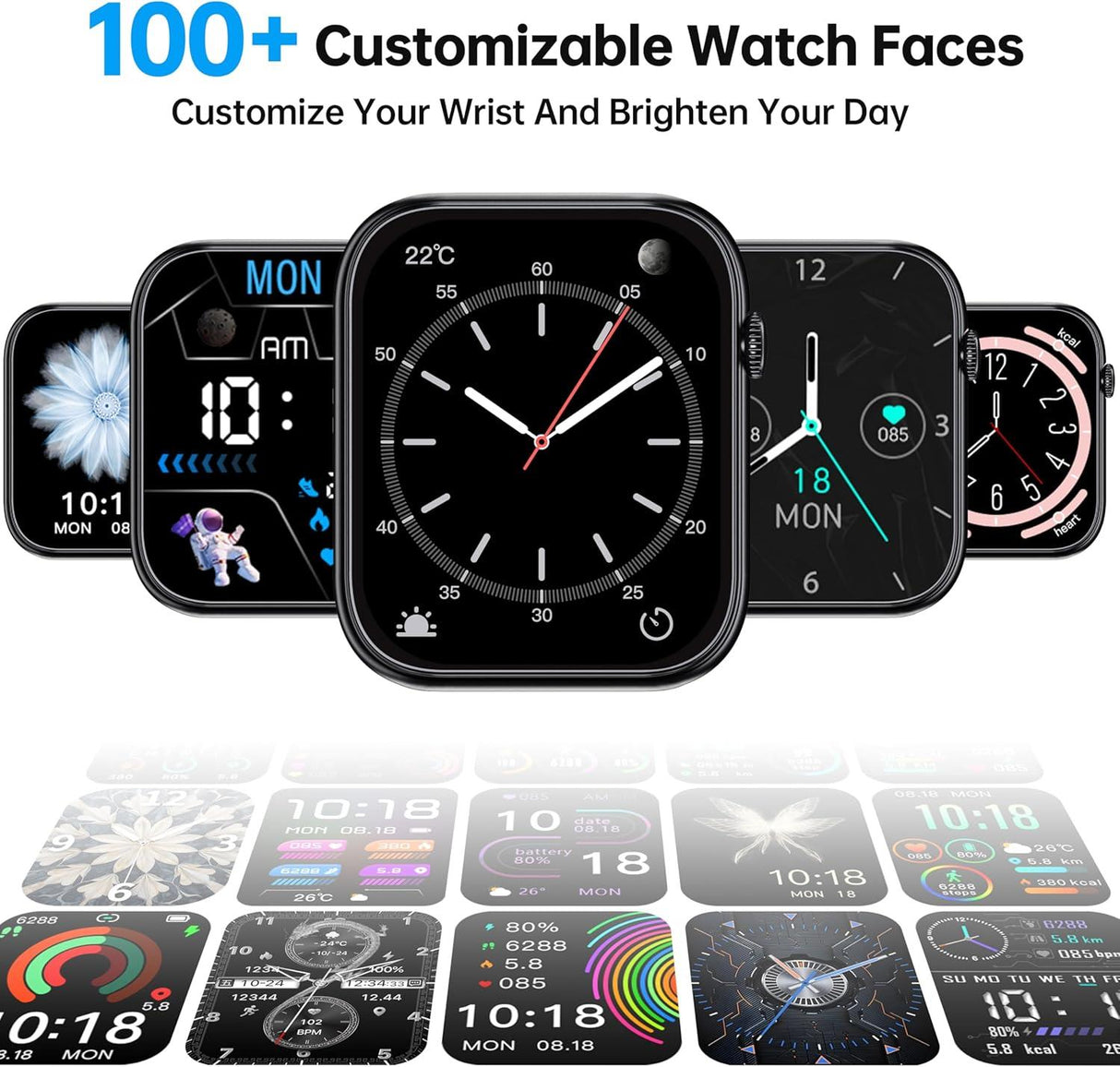 Smart Watch for Men Women - Black