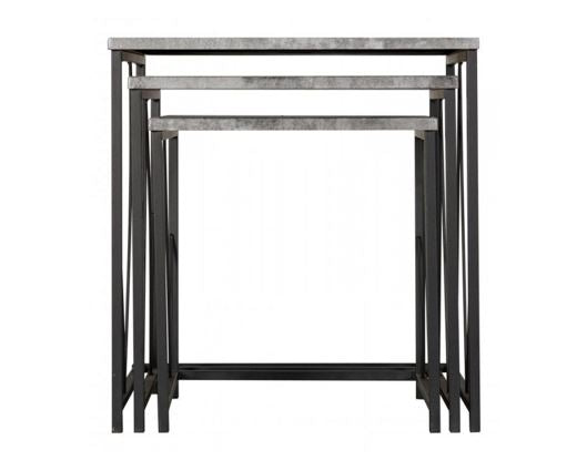 Athens Square Nest Of Tables - Concrete Effect/Black