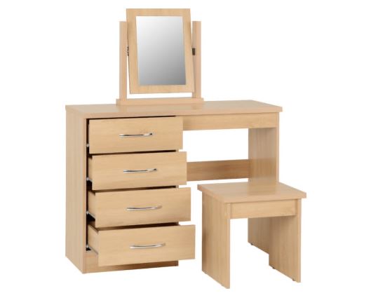 Nevada 4 Drawer Dressing Table Set - Sonoma Oak Effect