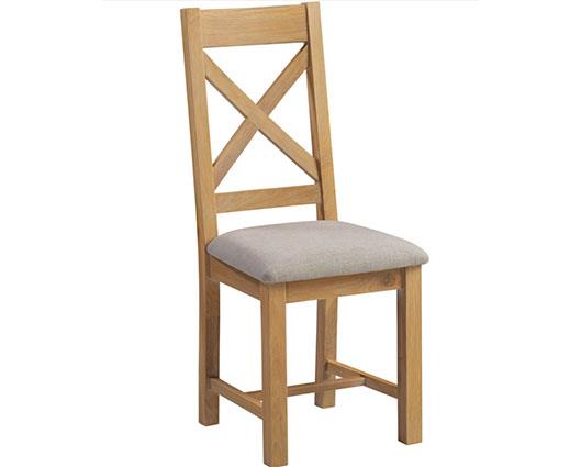 WINDSOR CROSS BACK DINING CHAIR (X2 PER BOX) - NATURAL OAK/OAT FABRIC