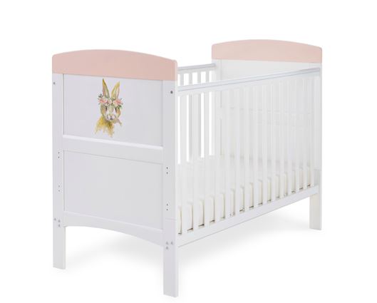 Grace Inspired Cot Bed-Water Colour Rabbit Pink