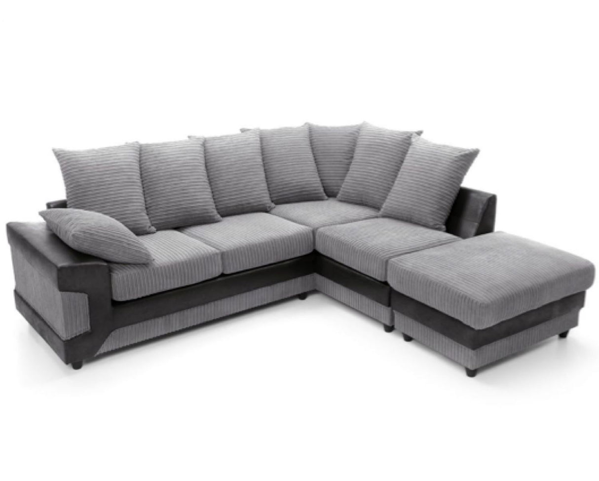 Dino Right Hand Facing Corner Sofa- Black & Charcoal