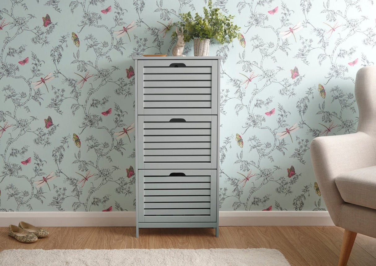 Bergen three tier shoe cabinet grey