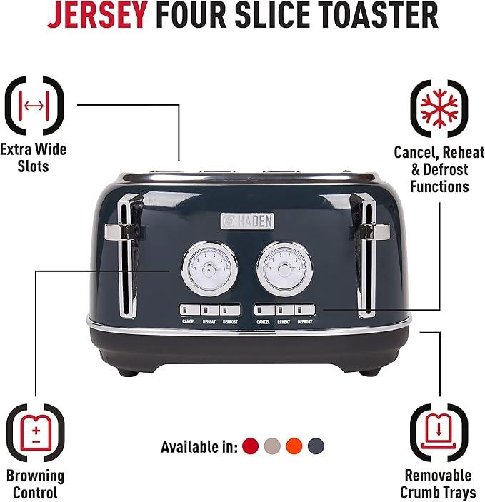 Haden Jersey Steel Blue 4 Slice Toaster