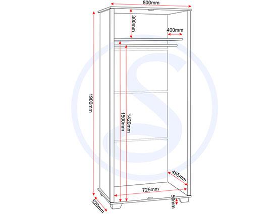 OLIVER 2 DOOR WARDROBE - LIGHT OAK EFFECT