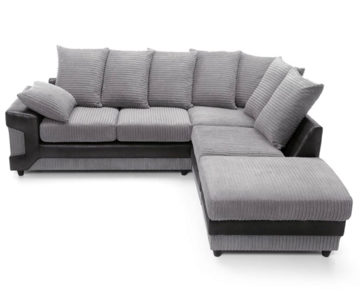 Dino Right Hand Facing Corner Sofa- Black & Charcoal