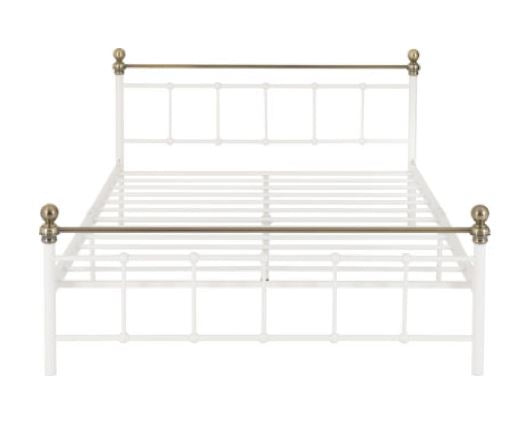 Marlborough Double Bed - White/Antique Brass