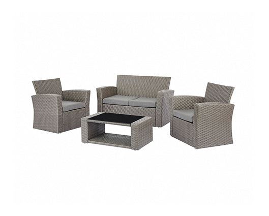 Vegas Black 4PC Lounger w/ Cream Cushions