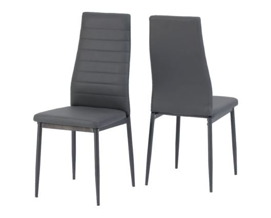 Abbey Dining Set - Clear Glass/Grey/Grey Faux Leather