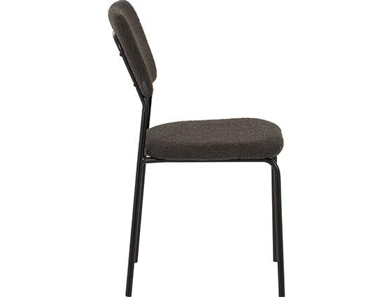MARLOW & SHELDON DINING SET (X4 CHAIRS) - BLACK MARBLE/GREY BOUCLE FABRIC