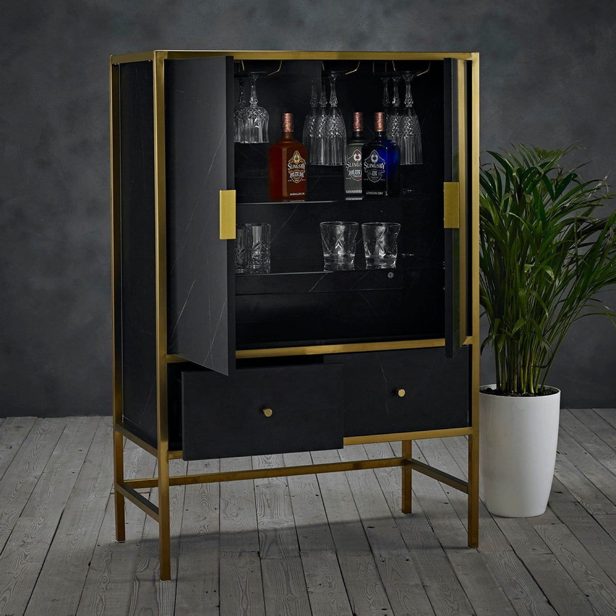 Monaco Drinks Cabinet Black