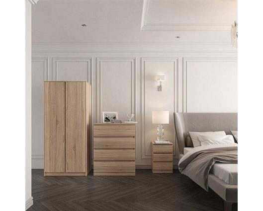 MALVERN 2 DOOR WARDROBE BEDROOM SET - SONOMA OAK EFFECT