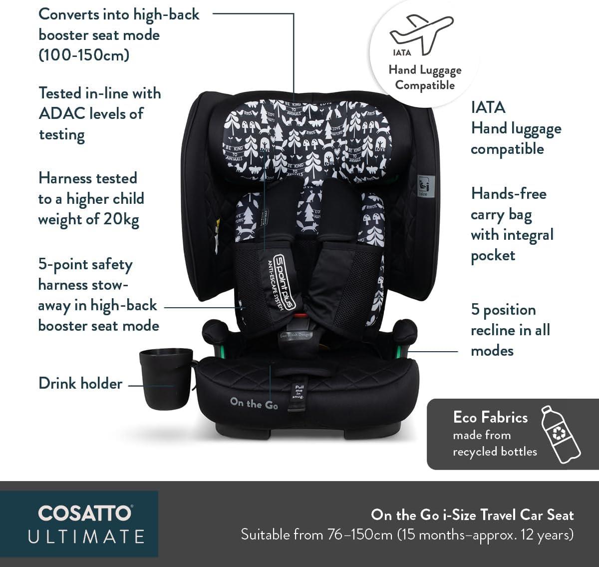 On the Go i-size Travel Car Seat - Itchy Feet Sky
