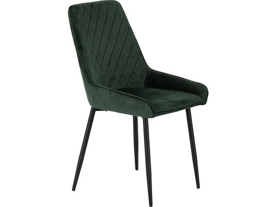 ATHENS RECT & AVERY DINING SET (X4 CHAIRS) - CONCRETE/EMERALD GREEN VELVET