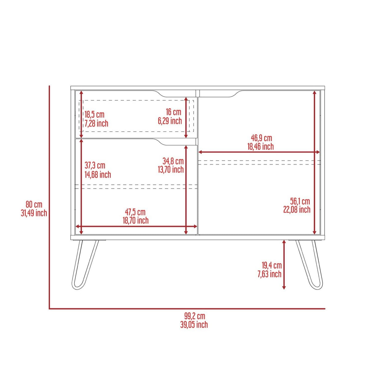 Manhattan Small Sideboard with 2 Doors, 1 Drawer