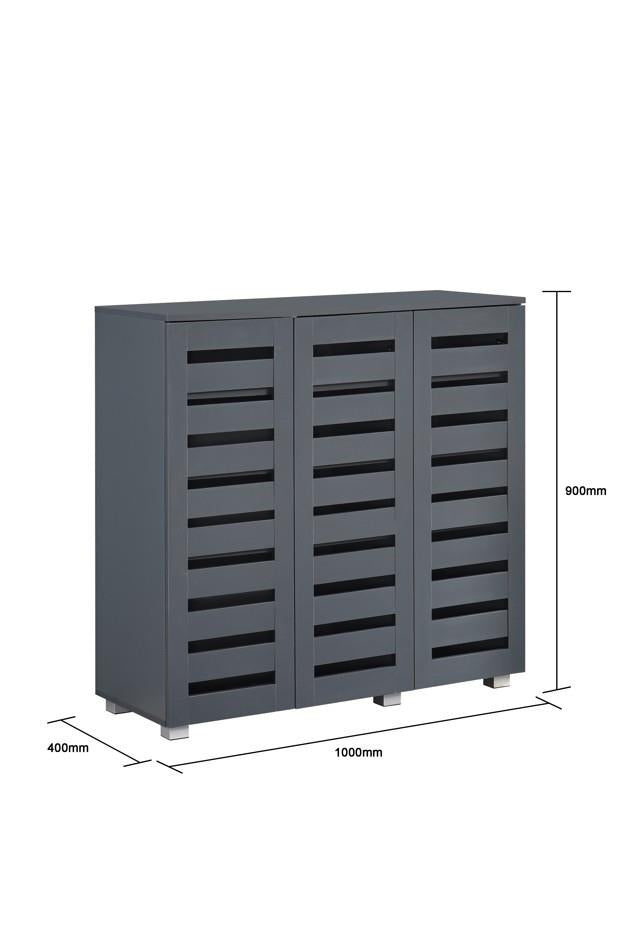 Euston 3 Door Shoe Cabinet - Dark Grey