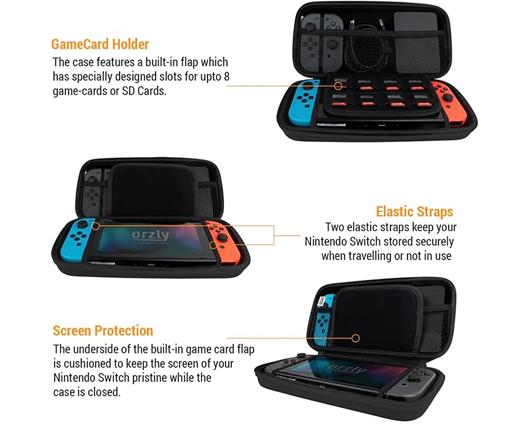 Nintendo Switch OLED Neon Console with Orzly Protective Carry Case