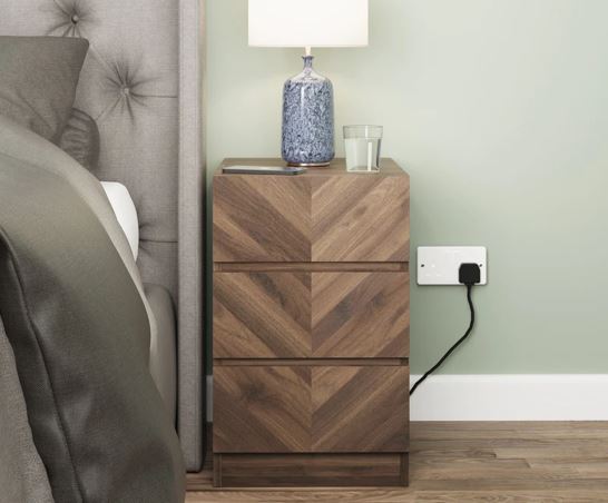 Catania 3 Drawer Bedside Table Royal Walnut