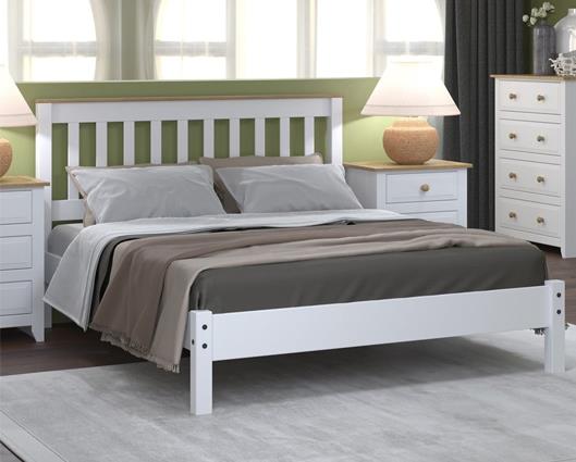 Capri Double Slatted Low End Bedstead - White