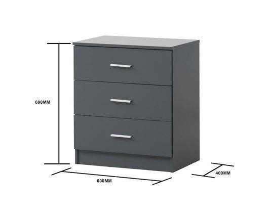 3 Drawer Chest - Dark Grey