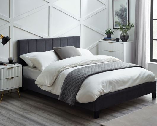 Rosa Velvet Bed in a Box King - Grey