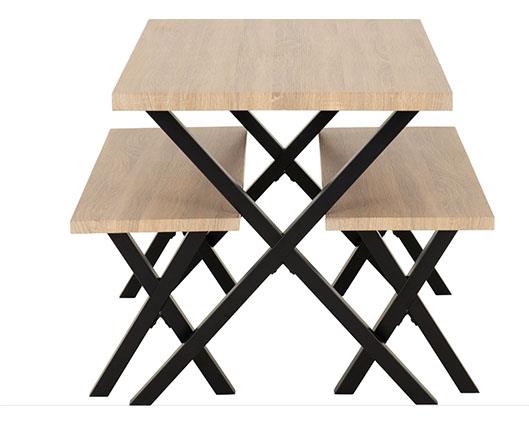 BUXTON DINING BENCH SET - LIGHT OAK EFFECT/BLACK