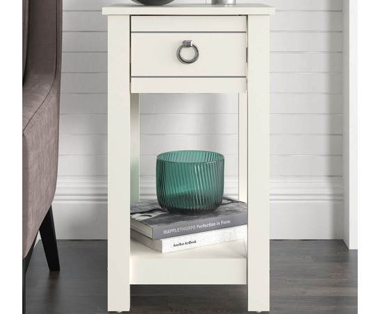 Clovelly 1 Drawer Bedside Table Ivory
