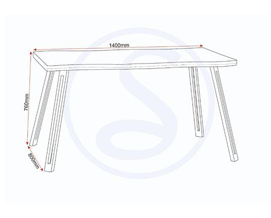 QUEBEC WAVE EDGE DINING TABLE - BLACK WOOD GRAIN