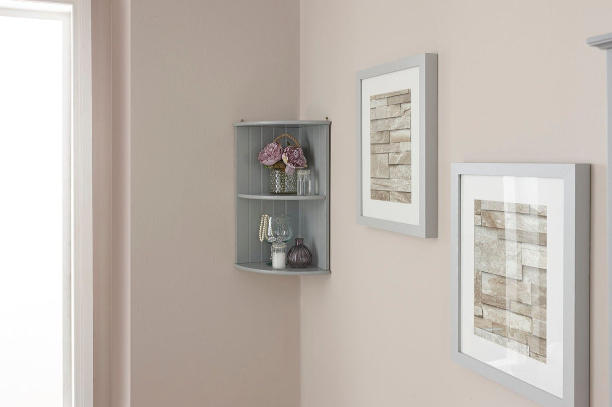 Colonial Corner Wall Shelf Unit Grey