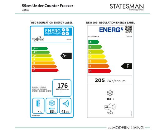 Statesman U355B 55cm Under Counter Freezer Black
