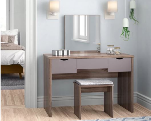 Elizabeth dressing table set walnut + grey