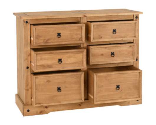 Corona 6 Drawer Chest - Distressed Waxed Pine