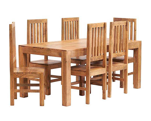 Toko Light Mango 6 FT Dining Set with Wooden Chairs