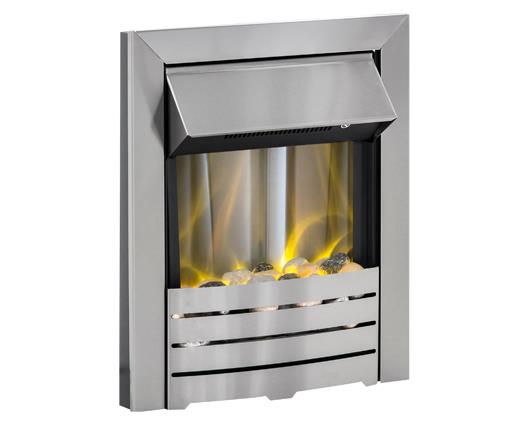 Adam Helios Electric Fire in Brushed Steel