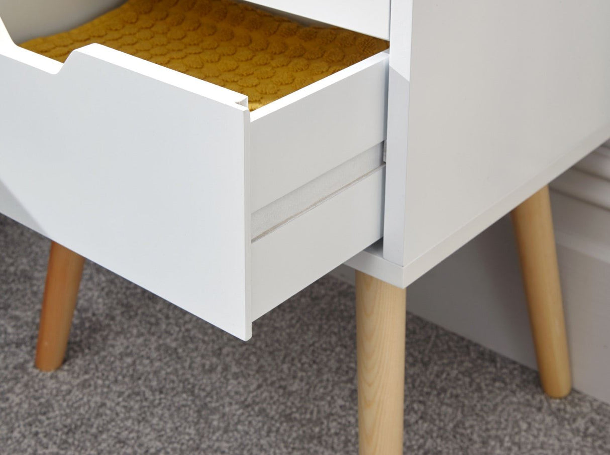 Nyborg single 2 drawer bedside white