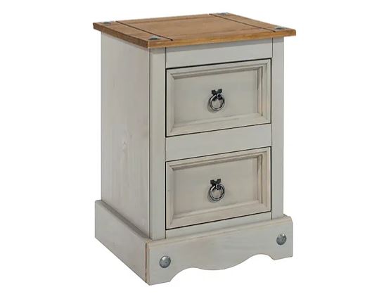 Corona Grey 2 Drawer Petite Bedside Cabinet