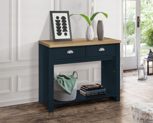 Highgate 2 Drawer Console Table-Navy