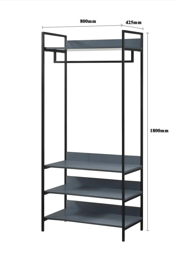 Alva Open Wardrobe 4 Shelves - Dark Grey