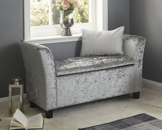 Verona window seat grey crushed velvet