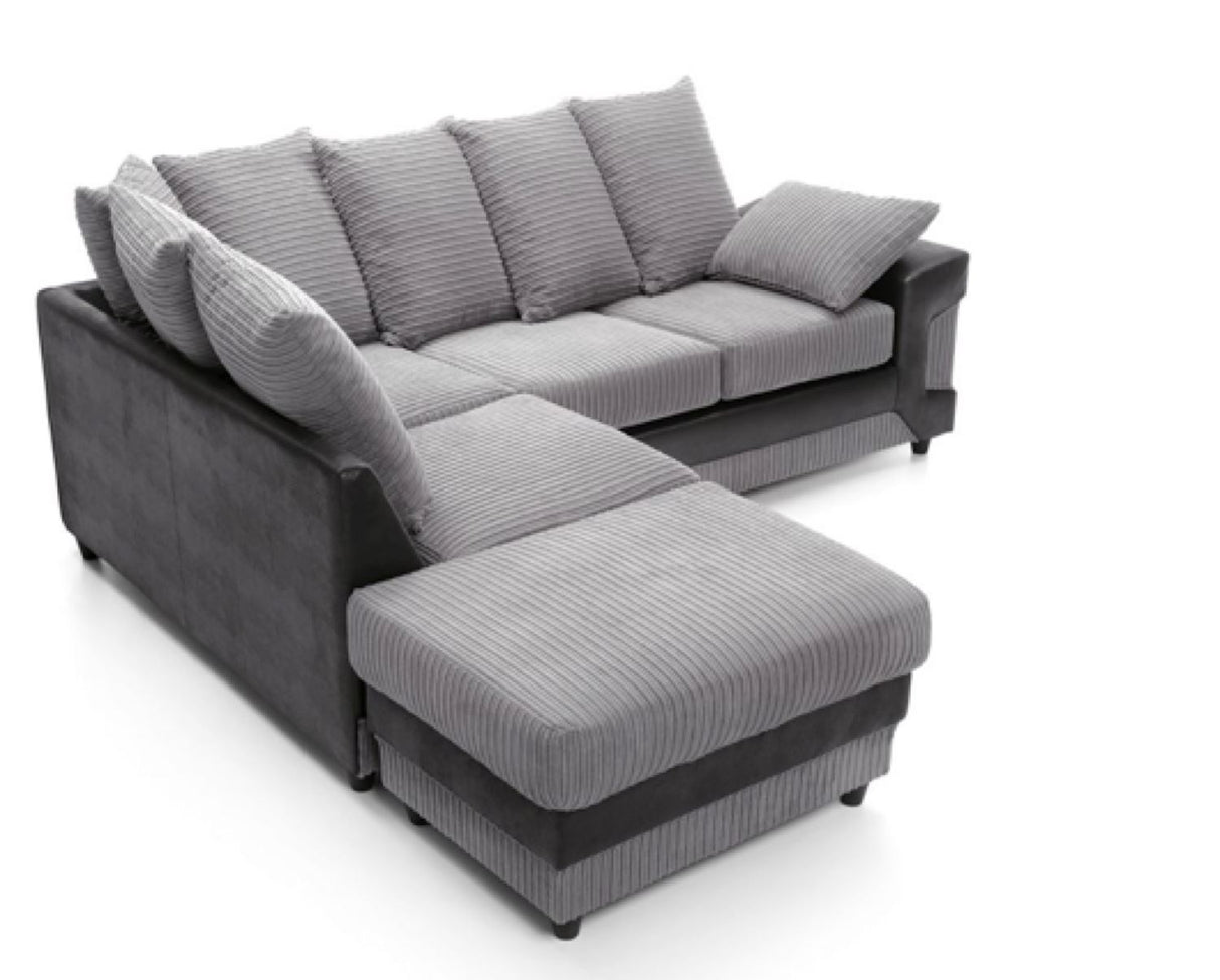 Dino Left Hand Facing Corner Sofa- Black & Charcoal