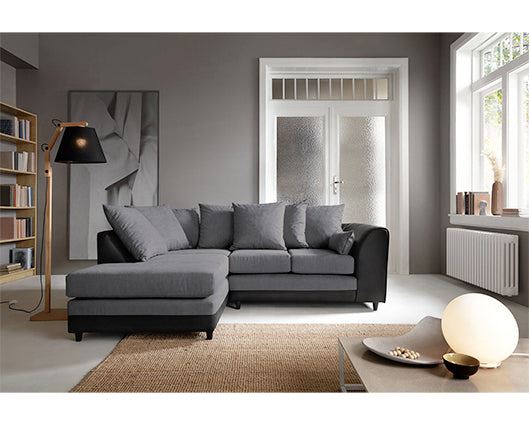 Dylan Left Hand Facing Corner Sofa-Black & Charcoal