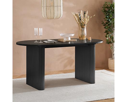Axel Oval Fluted Dining Table - Black