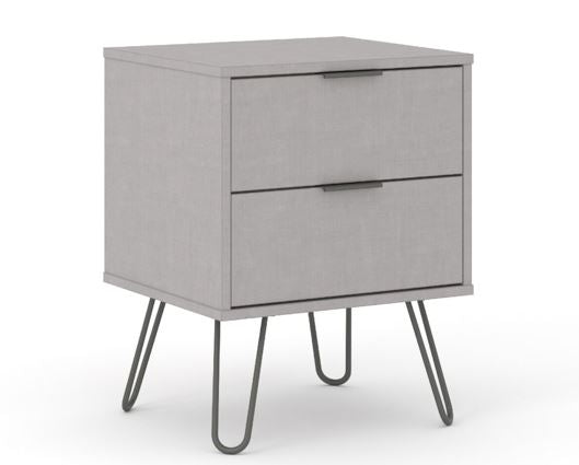 Augusta Grey 2 Drawer Bedside Cabinet