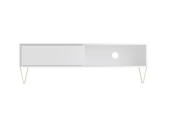 Monaco TV Stand with Sliding Door in White